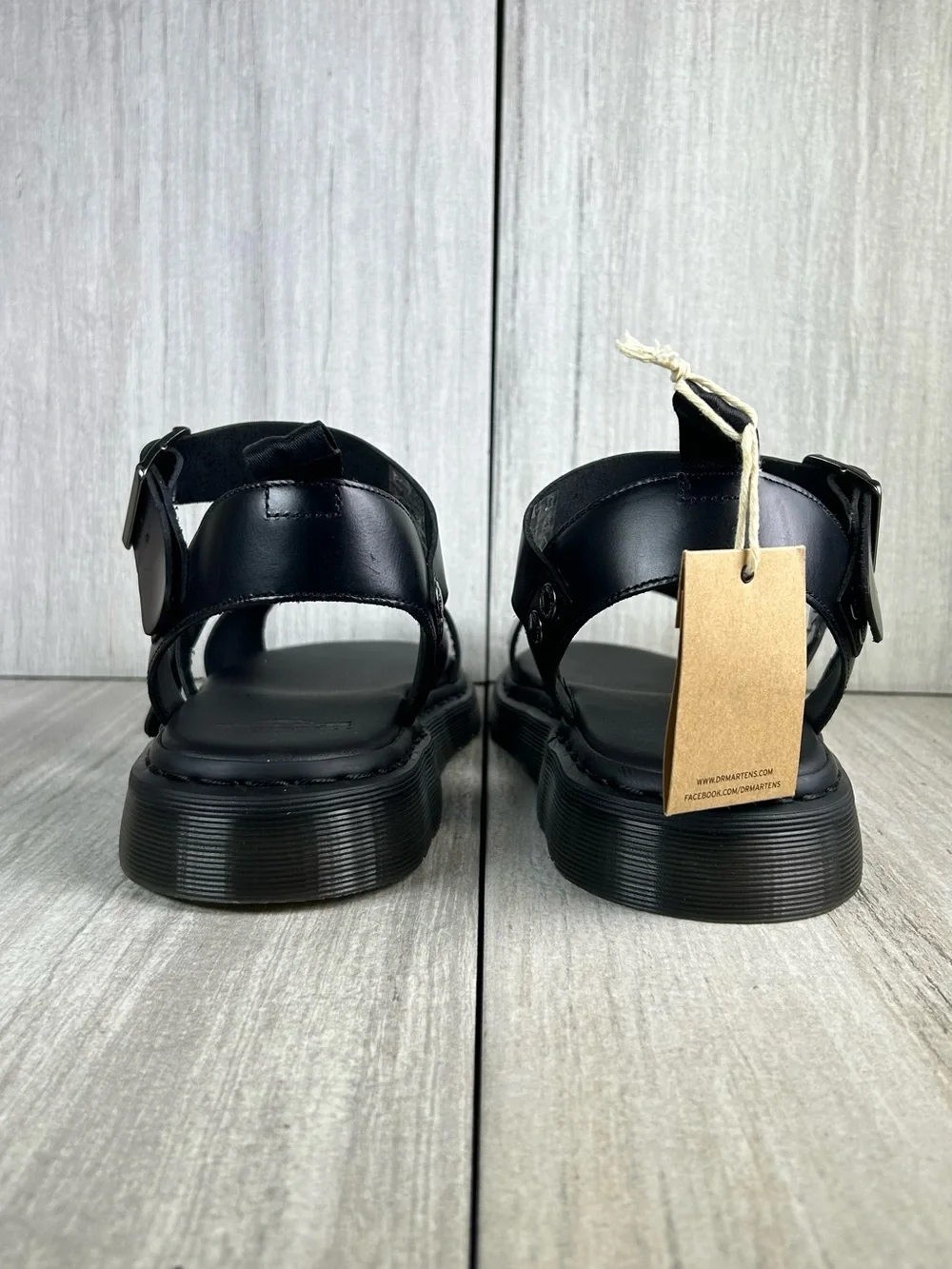NEW Dr. Martens Docs Gryphon Black Leather Buckle Strap Sandal Shoe Mens Size 14